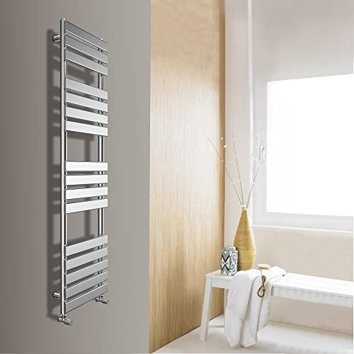 Warmehaus Flat Panel Heated Towel Rail Bathroom Radiator Chrome 1600x450mm | Central Heating Towel Warmer, Wall Mounted Vertical Ladder Rad, Premium Mild Steel, Corrosion Resistance, Bathroom Kitchen
