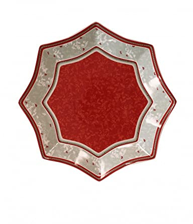 Brandani 52378 Vassoio Stella Connubio Porcellana, 28 cm, Forma Stella, Colore Rosso
