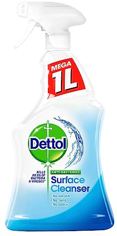 Dettol Antibacterial Surface Cleaners, Fragrance Free, 1.0L (6 x 1L, Total 6.0L), Germ Protection, Disinfectant Spray for Household, Kills 99.9 Percent of Germs