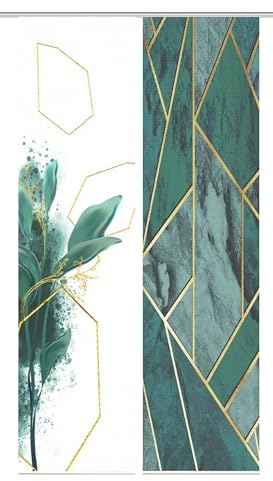 HOME in green 84058 | SIGNUM Schiebegardine recyceltes Polyester Bambusoptik 245x60, Farbe:grün, Größe:245 x 60 cm, Anzahl:2er Set (1x Bedruckt. 1x Bedruckt)