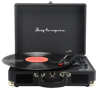 PRIXTON Tocadiscos de Vinilo Vintage VC400, Reproductor de Vinilos y Música por Bluetooth y USB, Digitalización de vinilos, 2 Altavoces Incorporados, Diseño de Maleta, Color Negro