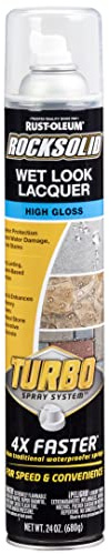 Rust-Oleum 360292 RockSolid Wet Look Lacquer Turbo Concrete Sealer Spray, 24 oz, High Gloss Clear