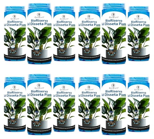 GebEarth® | 12 Pz Gel Bioriserva DissetaPiante | Acqua Gel per Piante | Idratazione fino a 30 Giorni | Adatto a Tutte le Piante da Interno ed Esterno | Facile da Usare