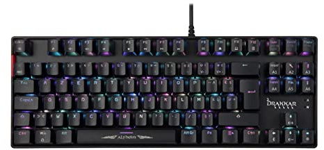 Konix Drakkar Clavier Gaming Filaire mécanique Alfheim TKL AZERTY - Format TKL sans pavé numérique - Rétroéclairage RVB
