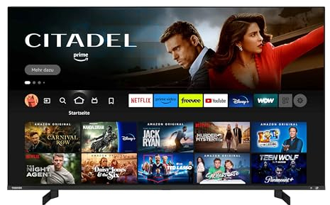 Toshiba 55QF5D63DA QLED 4K Smart Fire TV, TRU Picture, Ultra HD, HDR10, Disney+, Prime, Netflix, Dolby Vision, Dolby Atmos, Sound by Onkyo, Alexa, HDMI 2.1, Bluetooth, Airplay