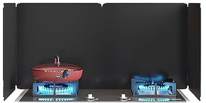 Plegable Cubre Salpicaduras De Sartén, Panel De Protección Pared Y Encimera, Placa Metal Antihaderente, Fácil De Limpiar, Apto para Sartén, Aceite, Estufa De Gas, Lavavajillas ( Color : Black , Size :