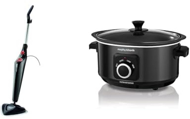 Vileda Steam Mop Plus, UK Version, Black, Efficient and Hygienic Cleaning for Floors & Morphy Richards 460012 Slow Cooker Sear and Stew, 3.5 Litre 163W, Black