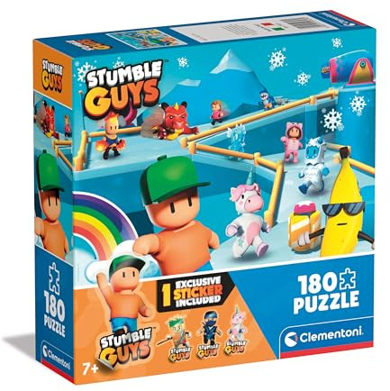 Clementoni Guys-180 Pezzi Bambini 7 Anni, Puzzle Personaggi Stumble Guys Videogioco, Gaming, Made In Italy, 29323, Multicolore