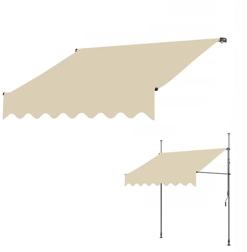 LXRHLIKG Ersatz für Einziehbare Klemmmarkise, Plane, Einziehbare Klemm Markise für Innenhöfe, Veranden und Fenster(Color:Beige,Size:138/350cm)