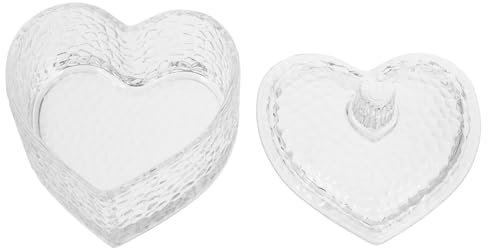 Ciieeo Bocal Verre Coeur avec Couvercle Boîte De Rangement Bijoux Transparent Pot Bonbons Décoratif Organisateur Mariage Et Cadeau Conteneur Stockage Boucles Oreilles Anneaux Colliers