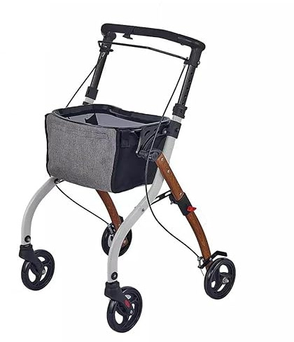 Zusammenklappbarer Rollator, Gehhilfe für Senioren, leicht, einfach zusammenklappbar, verstellbar, geeignet für ältere Menschen, Rehabilitationspatienten, zusammenklappbarer Gehwagen mit vier Krü
