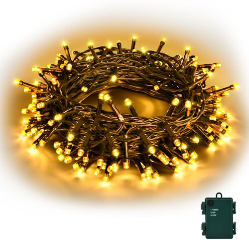Etopgo Lichterkette Outdoor Batterie,5M 50LED Lichterketten Außen Batterie mit Timer,IP65 Wasserdicht Lichterkette für Innen Außen, Weihnachtsbaum, Garten, Partys