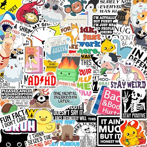 130 Pcs Funny Saying Stickers for Adults Quote Water Bottles Stickers Pack Waterproof Cool Accesory for Laptop, Bumper, Phone, Hard Hats, Wall, Window Decals