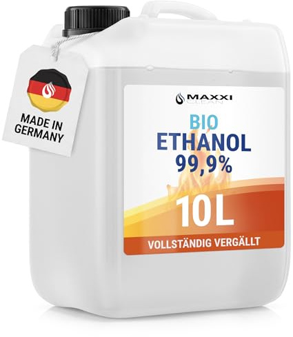 Maxxi Clean I 10 Liter Kanister Bioethanol für Tischkamine I geruchsneutral und rußfrei bei Indoor,- und Outdoor Ethanol-Kaminen I geeignet für Raum,- und Gartenfeuer mit Alkohol-Kamin