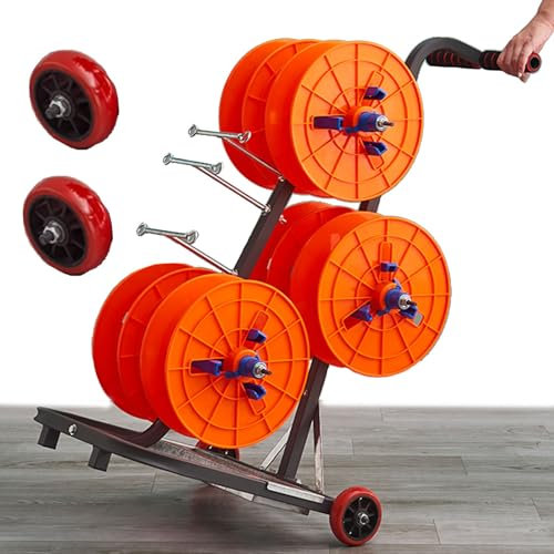 wire reel rack Electrical Cable Reel Holder With Wheels & Handle, Rack-a-tiers Wire Dispenser/Storage Shelving For Conduit Display & Storage, Indoor Outdoor Workplaces Rope Winding Racks(Without box)
