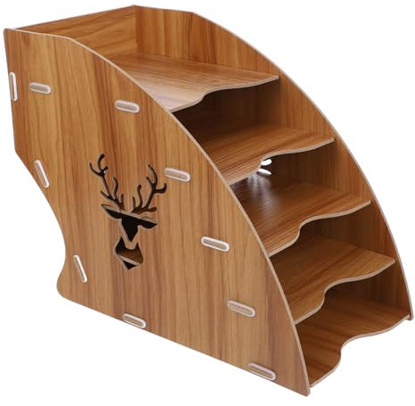 STOBOK Desktop Organizer Regalsystem Für Bürobedarf Mehrstufiger Aktenhalter Effizienten Dokumentenorganisation Design Braun Für Arbeitsplatz Und Zuhause