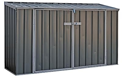 ABSCO | 7 x 3 Metal Bike Store | Double Doors | Pent Roof | Opening Lid | Garden Steel Storage Bicycle Shed | 7ft x 3ft | 2.26m x 0.78m (Grey)