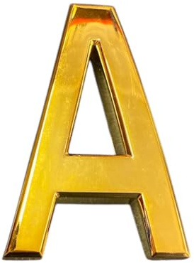 Gold Door Numbers Stick On, 0-99, Letters A, B, C, D, 3'' House Numbers Self Adhesive Stickers, For Doors, Mail Boxes, Hotel Rooms (A)