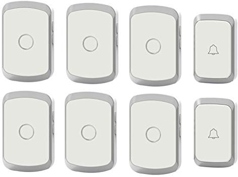WOTZOV Timbre inalámbrico Resistente al Agua, 2 transmisores y 6 receptores, Timbre inalámbrico con Enchufe de Pared, Alcance de 300 m, 36 Tipos de música, 4 Niveles de Volumen,Plata