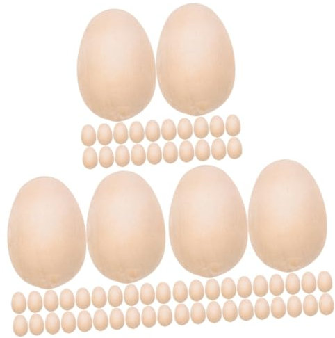 Ciieeo 150pcs Unfinished Wood Eggs Easter Egg Craft Ornaments Fake Chicken for Boys and Girls Adults Decorations
