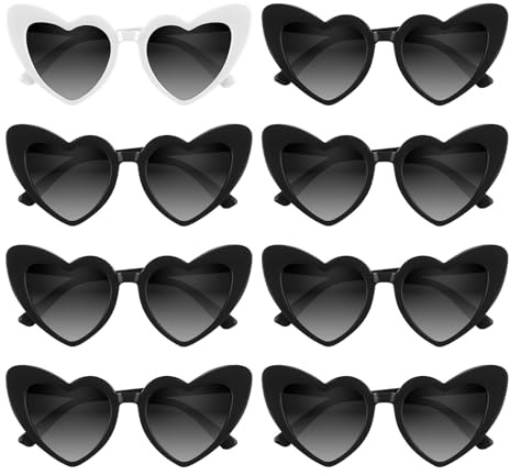 BOUBONI 4/6/8/10/12 Stück Herz Sonnenbrille Vintage Herzförmige Brillen Brautjungfer Sonnenbrillen für Brautpartys Hochzeiten