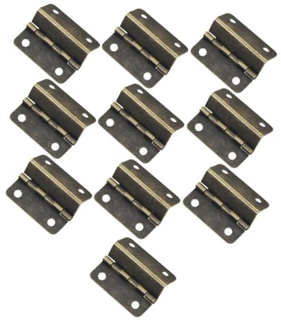Charnière de Meuble Lot de 10 Pièces en Fer, pour Boîte en Bois | Angle Droit à Trois Volets, Quatre Trous, Usage la Cuisine et Salon, Finition Or, Polissage Multiple