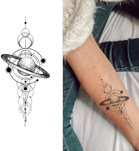 Planet-Kompass-Tattoo-Aufkleber Für Männer Und Frauen,Realistische Fake-Tattoo, Die 7–15 Tage Halten. Wasserfest, Nicht Reflektierend, Ungiftig. Temporäre Tattoos