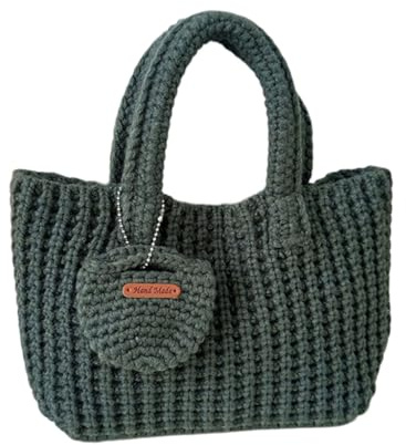 sodeber Borse lavorate a mano alla moda della borsa tessuta a mano dell'uncinetto di capacità spaziosa della borsa elegante del filato