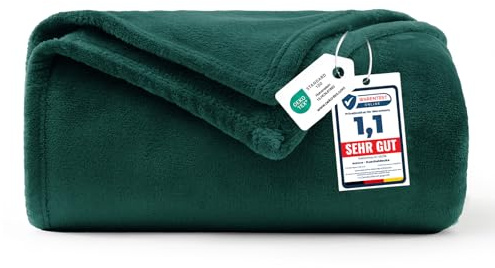 WAVVE Kuscheldecke Dunkelgrün Decke – Flauschige Fleecedecke 150x200 cm, Warme Sofadecke & Wohndecke, Weicher Sofaüberwurf XL für Couch & Bett