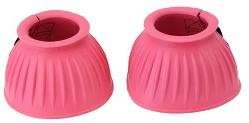 Asixxsix Glockenstiefel für Pferde, Schützen vor Hufe Impact Trauma Gummi -Glockenstiefel, Pferdebetrieb für die Wahlbeteiligung ohne Reibendesign für Reisen, Wahlbeteiligung (PINK)