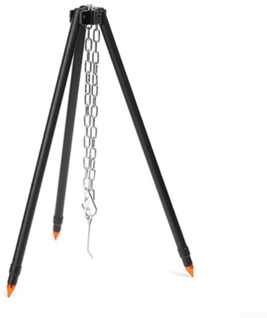 Gdfnmogo Trípode de cocina para fogatas al aire libre con altura ajustable, estante colgante para barbacoa de camping, marco de aluminio anodizado duro