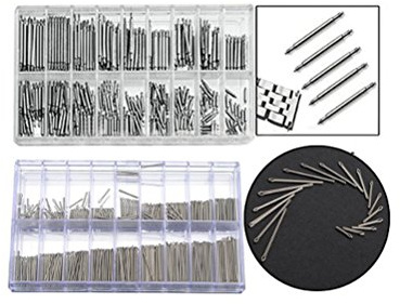 Hemobllo 360 pièces Kit de Barres à Ressort Double Flasque et Goupilles de Acier Inoxydable pour Bracelet de Montre avec Boîte de Rangement Transparente