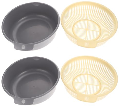Ipetboom 2 pezzi Cesti Scolapiatti Doppi in Plastica per Cucina Doppio Strato per Lavaggio e Scolatura di Frutta e Verdura Grande Capacità Grigio Blu Facile da Pulire e Smontare