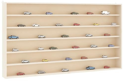 Runheo Sammlervitrine aus Holz, 80x8,5x55 cm, mit 6 Fächern, Wandmontage, schwebendes Regal für Sammlerstücke, Bücher, Dekoration, langlebiges Sperrholz