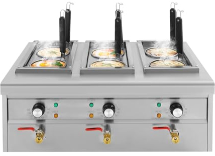 Cuiseur à pâtes professionnel - 6 paniers - En acier inoxydable - 2,5 kW - Température de 30 à 110 °C - Pour restaurants, camions à emporter mobiles et snacks