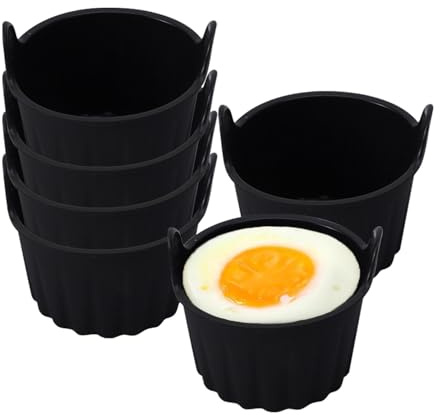 Ragyzity 6 Pcs Air Fryer Egg Poacher, Silicone Egg Poacher Cups for Microwave, Versatile Baking Moulds Cake Mould Baking Set Baking Cups for Poached Eggs, Souffle, Muffins