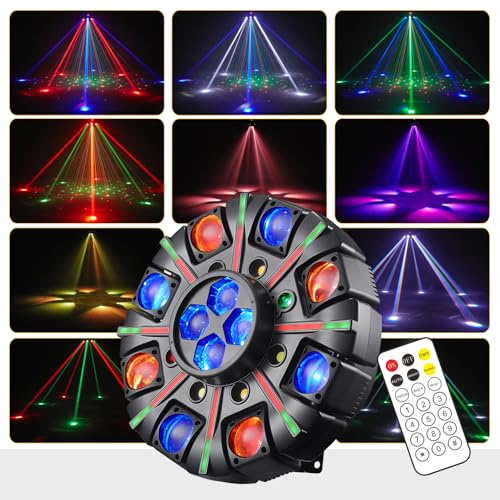 Littleboyny Moving Head Discolicht Partylicht,XJG08 DMX 512 Effektstrahler, LED RGB Licht DJ Projektor Musikgesteuert DJ Disco Lichter, Für KTV Familientreffen Hochzeit Geburtstag Halloween