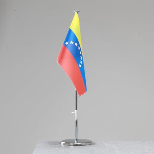 Bandera de mesa de Venezuela – bandera nacional representativa para interiores de madera 42 cm