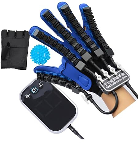 Guanti robotici riabilitativi migliorati, attrezzo per esercizi per le dita per emiplegia, ictus, artrite, forza/velocità regolabili, con funzione di impacco caldo, per il recupero della mano (ma
