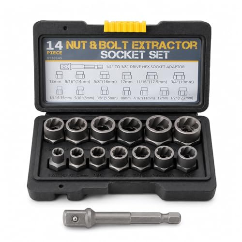 14 PCS Bolt Extractor Set, Locking Wheel Nut Removal Tool