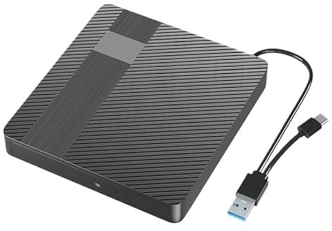 TUdcgjSXF External DVD -/+RW Optical Drive USB3.0 Type-C CD Player Burner Writer Reader Suitable For Laptop PC Windows 10 11 Mac