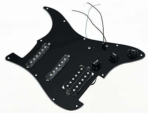 Geladenes Schlagbrett Schwarzer 3-Schicht Vorgetäuscht HSS. Pickguard Für Stratocaster. Vorverdrahtetes geladenes Schlagbrett