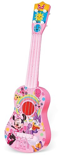 Disney Minnie Mouse Kids Guitar – Minnie Mouse Pink Guitar Music Set with Real Tuning Pegs and Strings for Learning Music – Fun Band Musical Instruments for Kids Age 3 and Up – 21.5 Inch