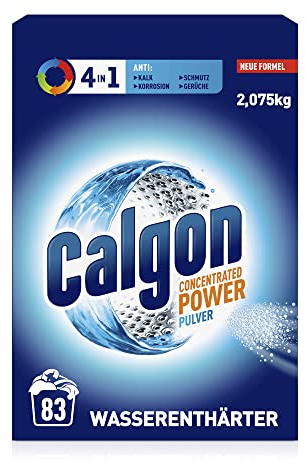 Calgon 4-in-1 Power Pulver – Wasserenthärter gegen Kalkablagerungen, Schmutz und Korrosion in der Waschmaschine – Beugt unangenehmen Gerüchen vor – 1 x 2,075 kg