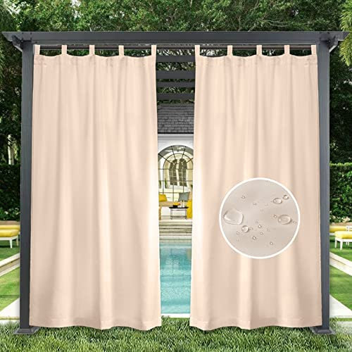 GZQIAWY 1 Panel De Cortinas para Exteriores, Cortina De Privacidad Opaca Impermeable para Interiores, para Patio, Piscina, Cabaña, Pabellón, Pérgola,228.6 cm x 139.7 cm (Ancho x Alto),Rosa Beis