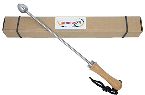 INDIAN STORE 24 Bierstachel Beerspike Beer Caranelizer Bierkaramellisator Bierwärmer Echte Holz Griff, Lebensmittel geeignete und rostfreiem Edelstahlkugel (Shape 1)…