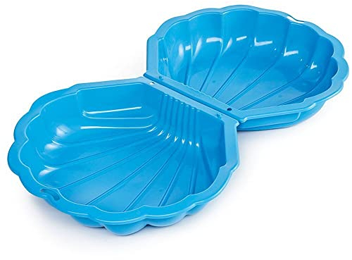 URBN-TOYS Sabbiera in plastica a forma di conchiglia, per giardino, giardino, piscina, sabbia (blu)