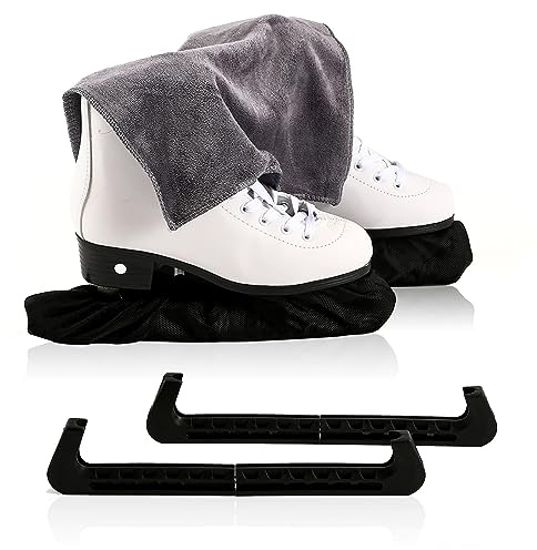 YWYHHM Ice Skate Blade Covers,Skate Guards,Skate Cover,Ice Skate Soakers & Towel Gift Set,Figure Hockey Ice Skate Guards,Skating Soakers Blades Cover for Kids Youth Adult Men Women Boys Girls