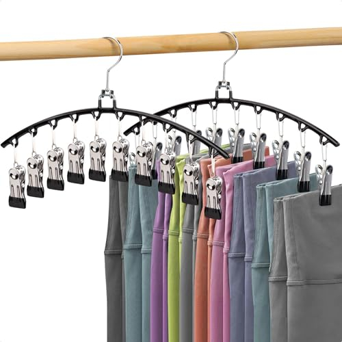 HONZUEN 2 Stück Hosenbügel Platzsparend, Metall Kleiderbügel Platzsparend für Hosen, Hosenbügel Klemmbügel, Hangers Hosen Organizer Hosenhalter für Kleiderschrank Röcke Mützen Leggings(Schwarz)