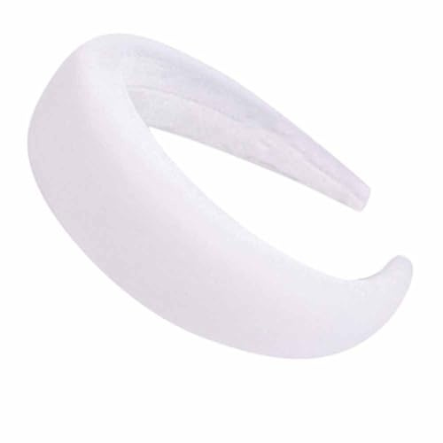 SHTGOI Haarreif Samt-Stoff Schwamm Dickes Stirnband Retro Style Gepolsterter Haarband Weich rutschfest Candy Colour Breit Stirnbänder Outdoor Elegant Kopfschmuck für Damen und Frauen Weiß